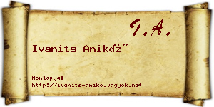 Ivanits Anikó névjegykártya